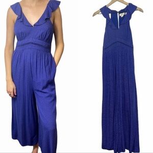 Maeve By Anthropology Justine Syros Polka Dot Jumpsuit blue white